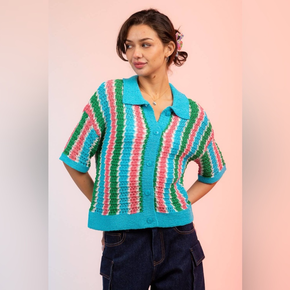 Love Riche Multicolor Striped Cardigan